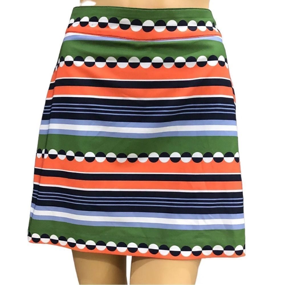 Izod Fun Striped/Circle Print Stretch Golf Tennis Skirt Skort Size 10 C33
